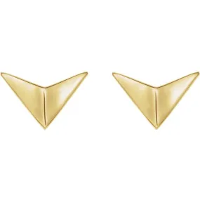 14K Gold Geometric Chevron Post Earrings