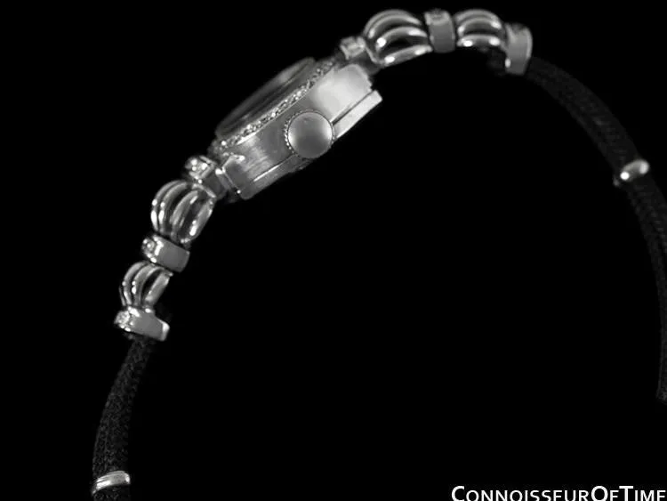 1952 Longines Vintage Ladies Dress Watch - 14K White Gold & Diamonds