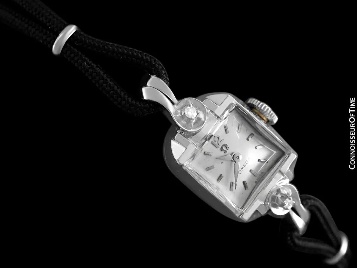 1956 Omega Vintage Ladies Watch - 14K White Gold & Diamonds