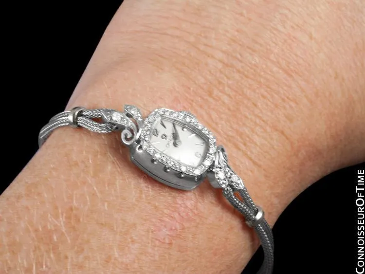 1961 Omega Vintage Ladies Watch - 14K White Gold & Diamonds