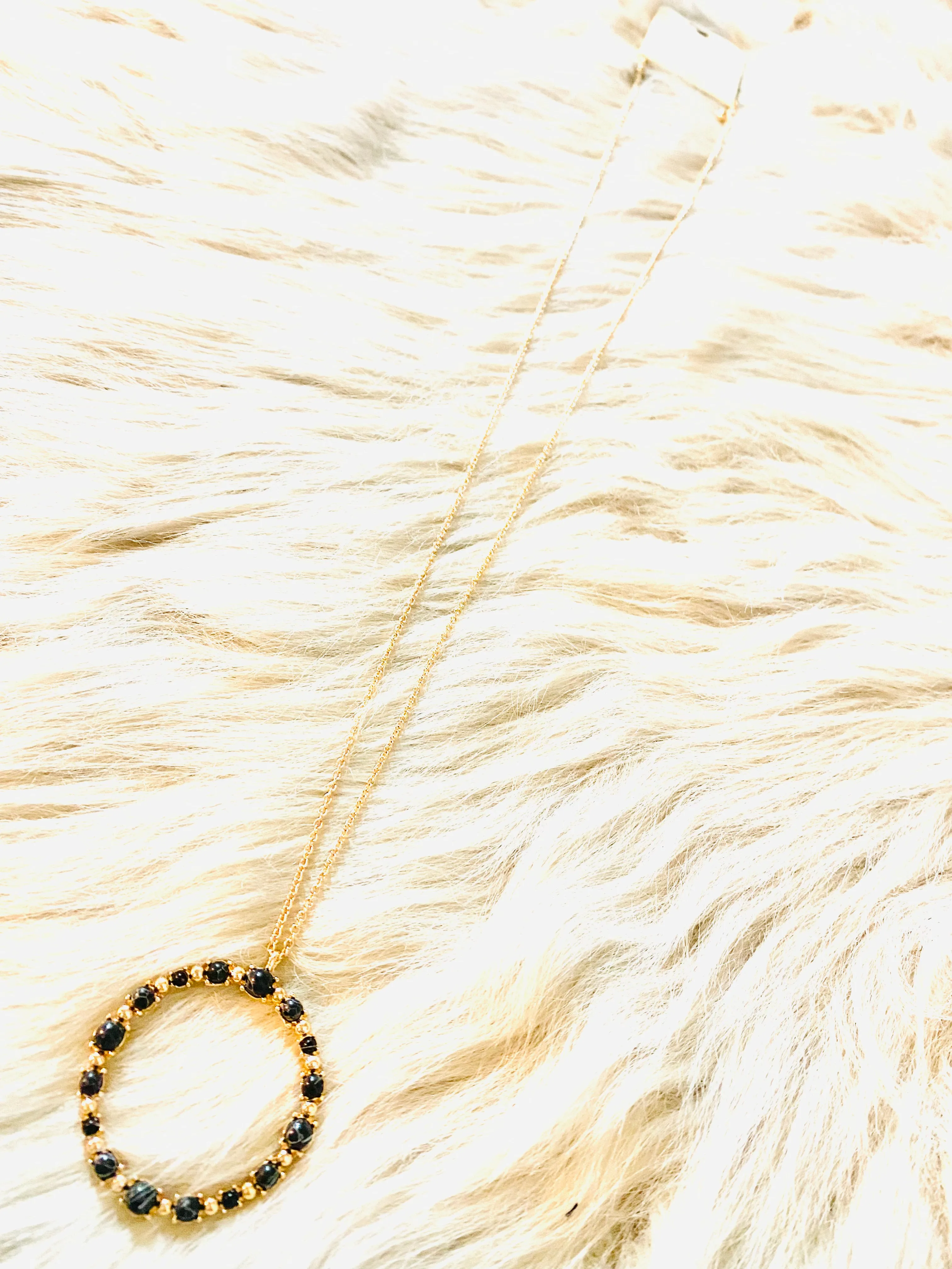 30” Round Shaped Semi Precious Stone Necklace