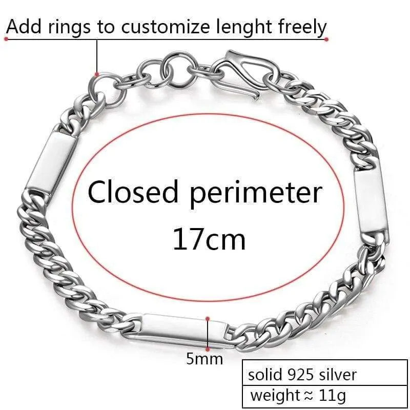 925 Sterling Silver Bracelet for Vintage Handmade Jewelry Charm Gift Curb Chain Bracelet