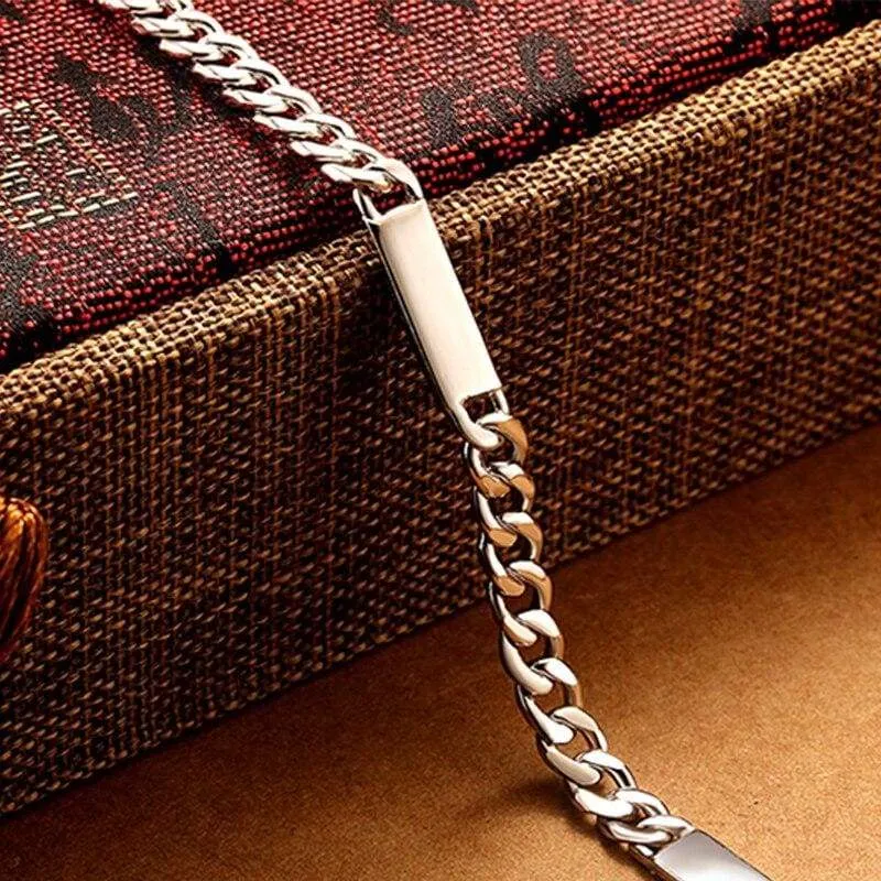 925 Sterling Silver Bracelet for Vintage Handmade Jewelry Charm Gift Curb Chain Bracelet
