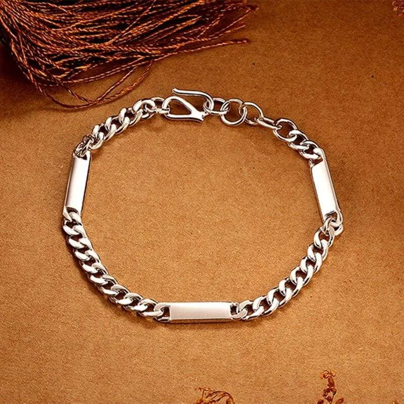 925 Sterling Silver Bracelet for Vintage Handmade Jewelry Charm Gift Curb Chain Bracelet