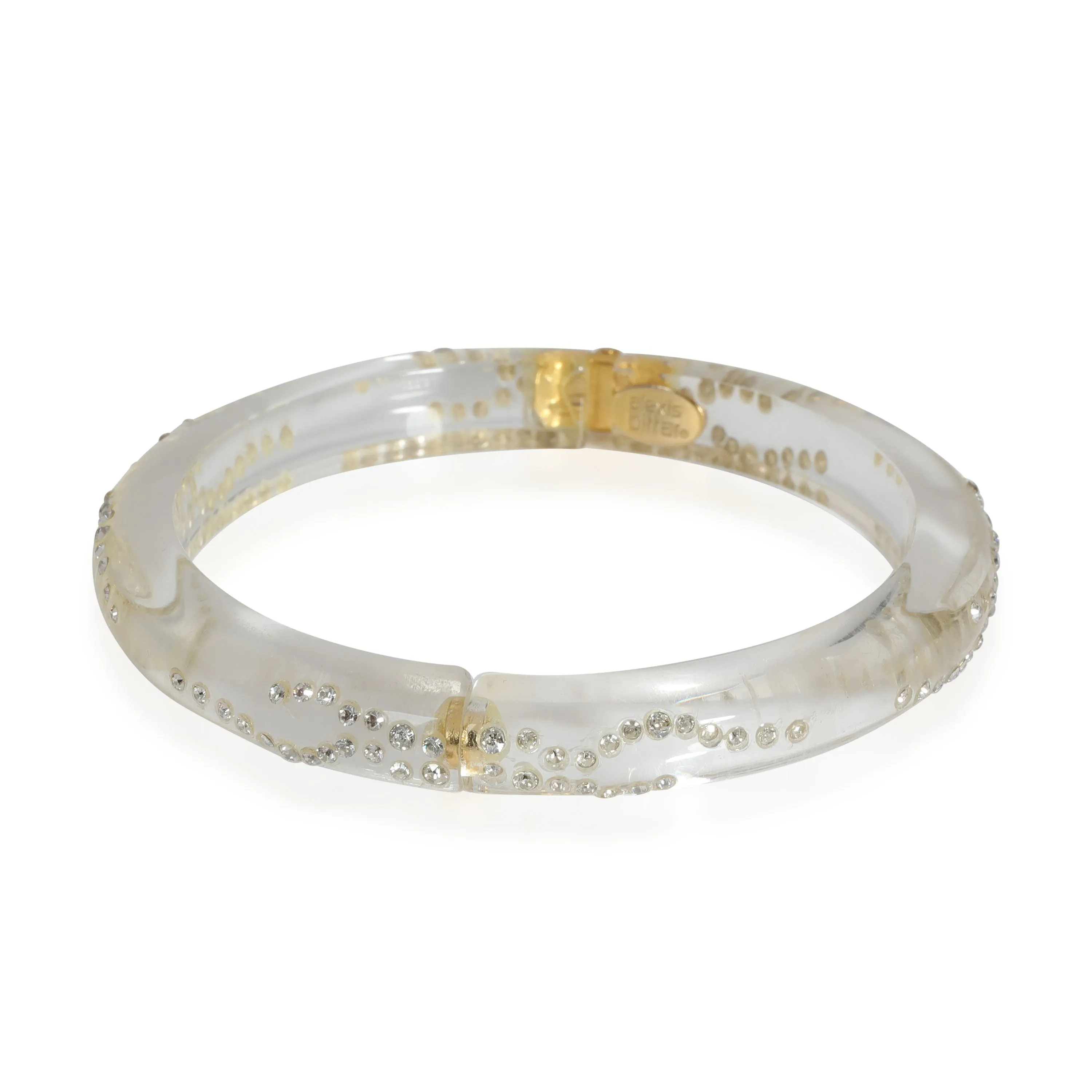 Alexis Bittar Clear Lucite Crystal Studded Hinged Bangle