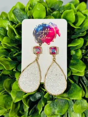 All That Glitters White Dangle Earrings