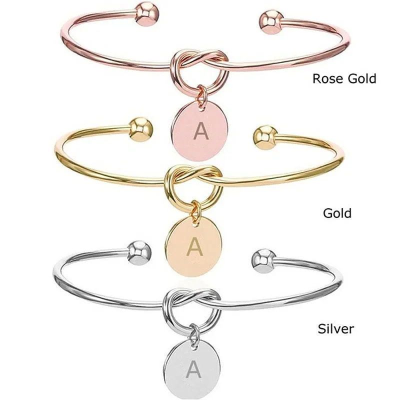 Alloy Love's Dead Knot Letter Bangle Bracelet