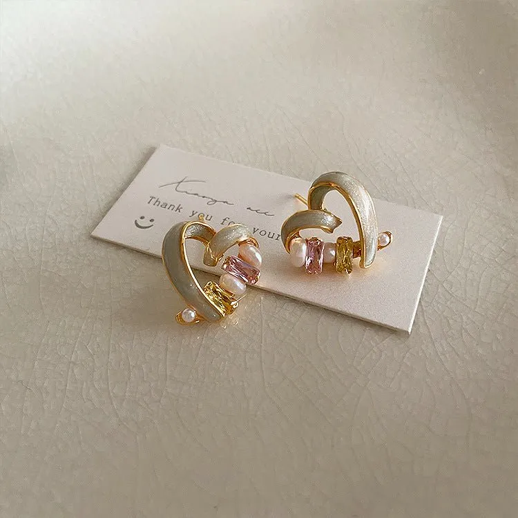 Bejeweled Heart Stud Earrings