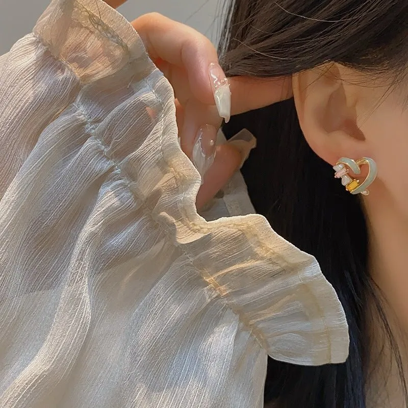 Bejeweled Heart Stud Earrings