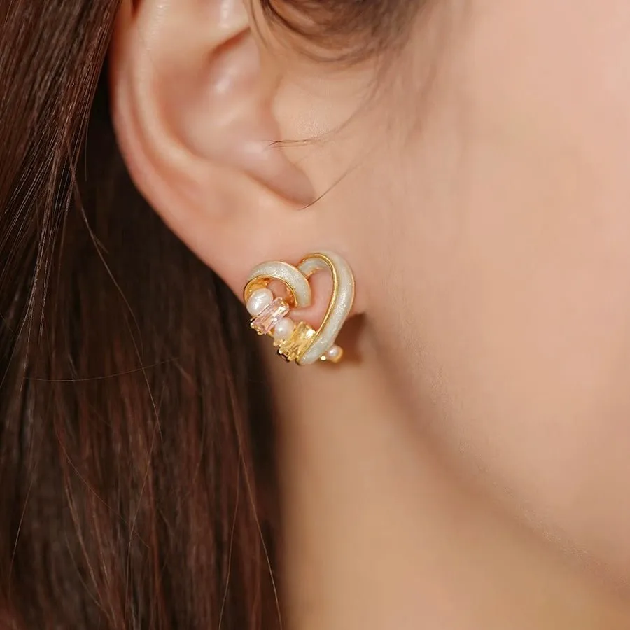 Bejeweled Heart Stud Earrings
