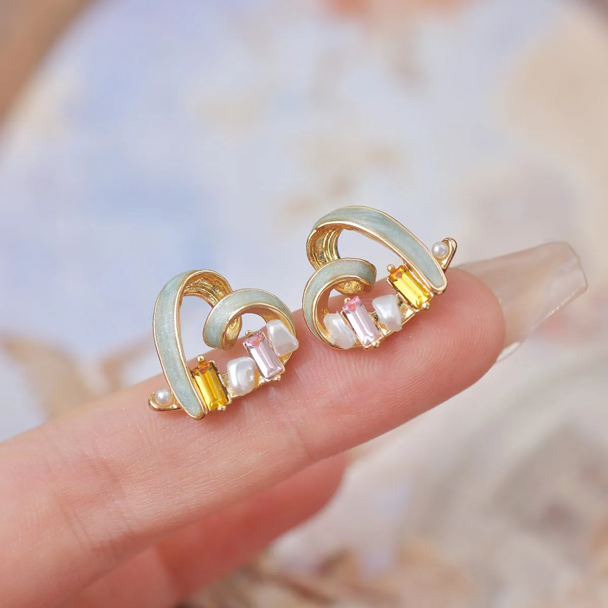 Bejeweled Heart Stud Earrings