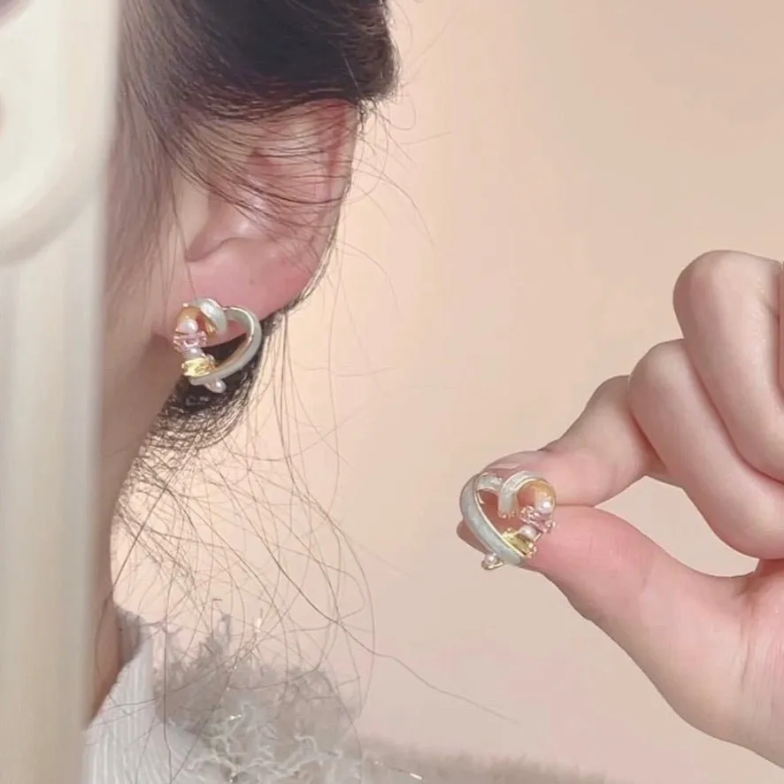 Bejeweled Heart Stud Earrings