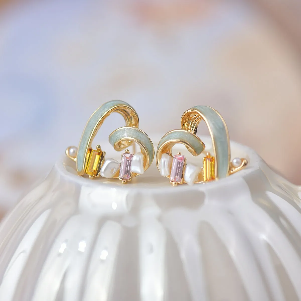 Bejeweled Heart Stud Earrings