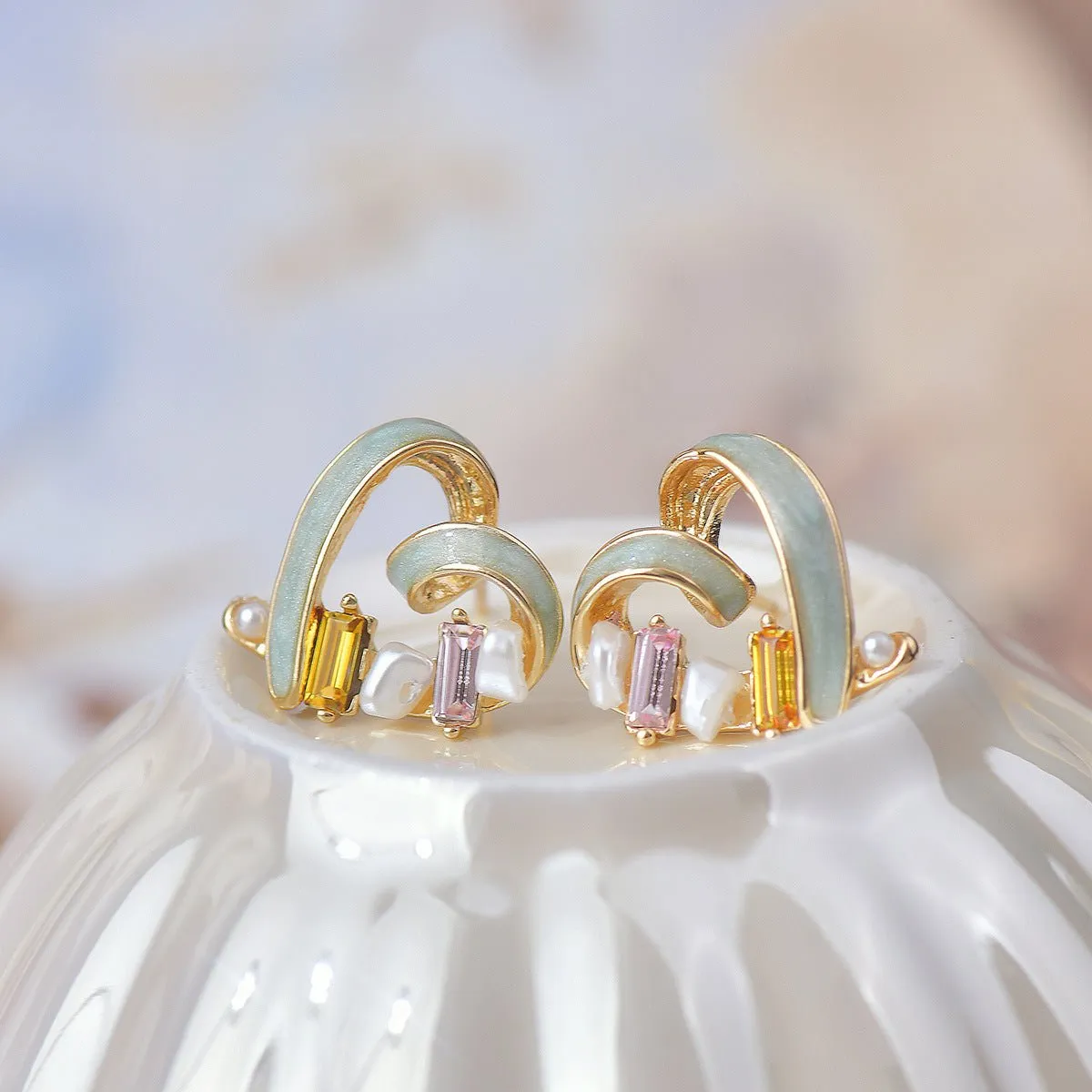 Bejeweled Heart Stud Earrings