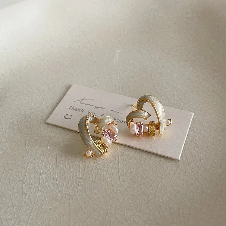 Bejeweled Heart Stud Earrings