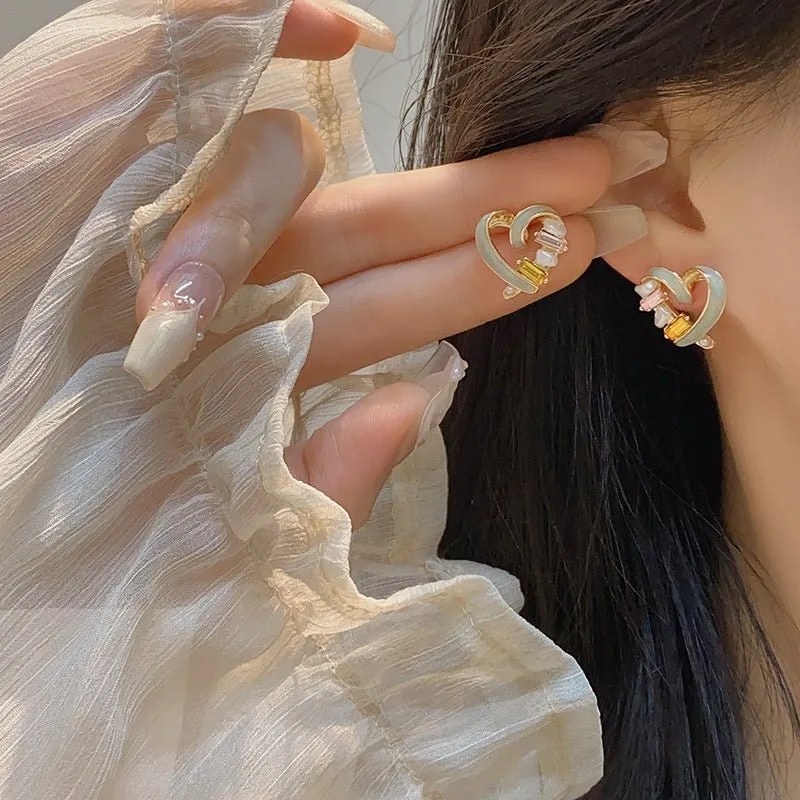Bejeweled Heart Stud Earrings
