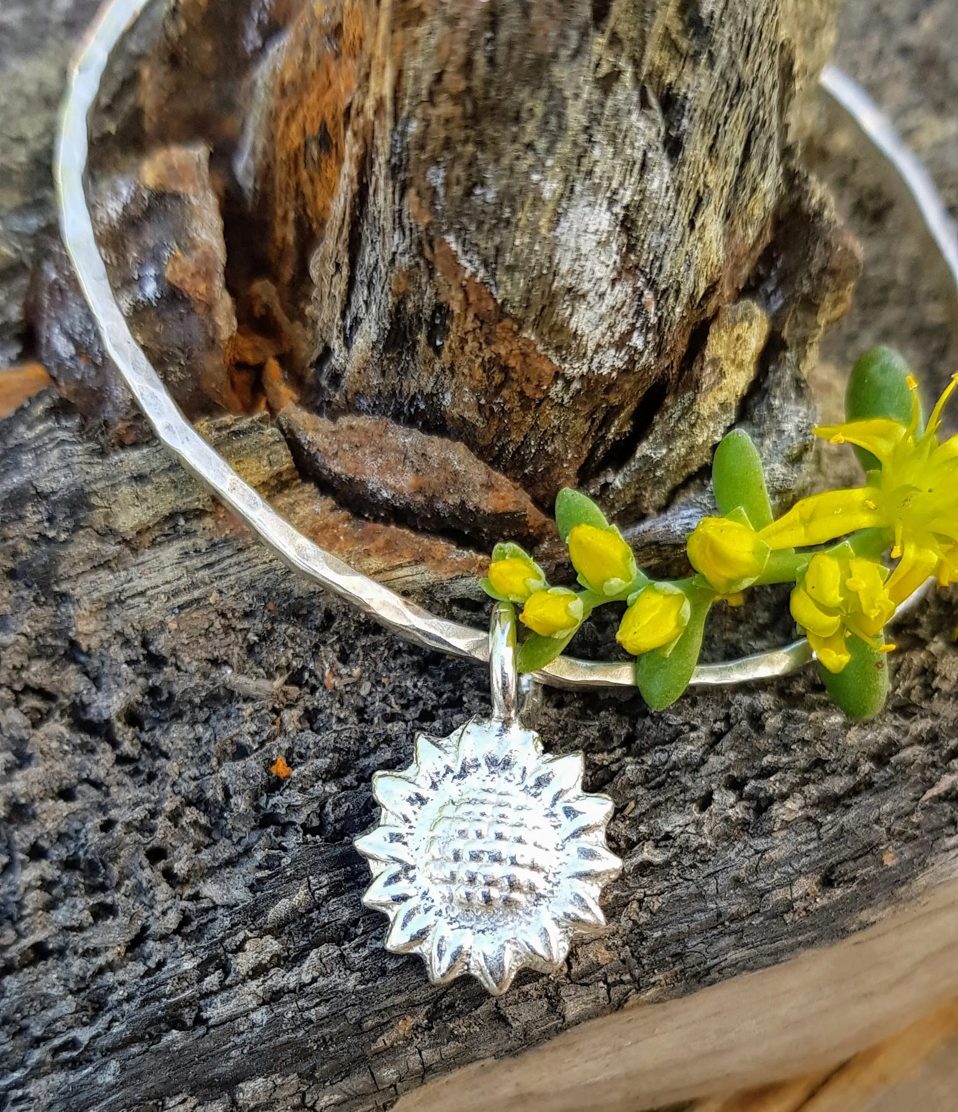 Big Sunflower Charm Bangle