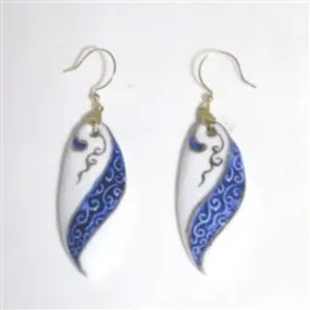 Blue & White Ceramic Teardrop Earrings Handcrafted Jewelry