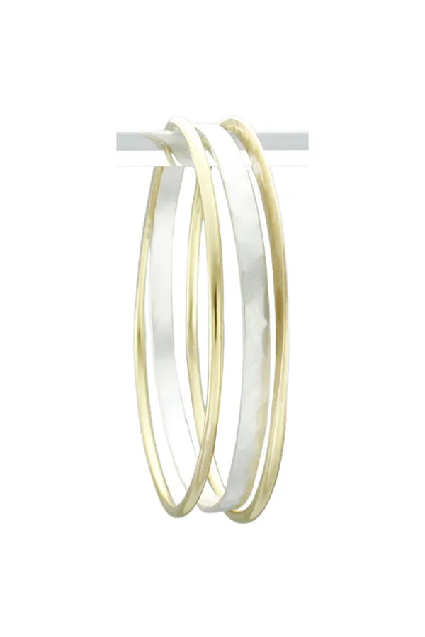 Brass and Silver Bangle Bracelet