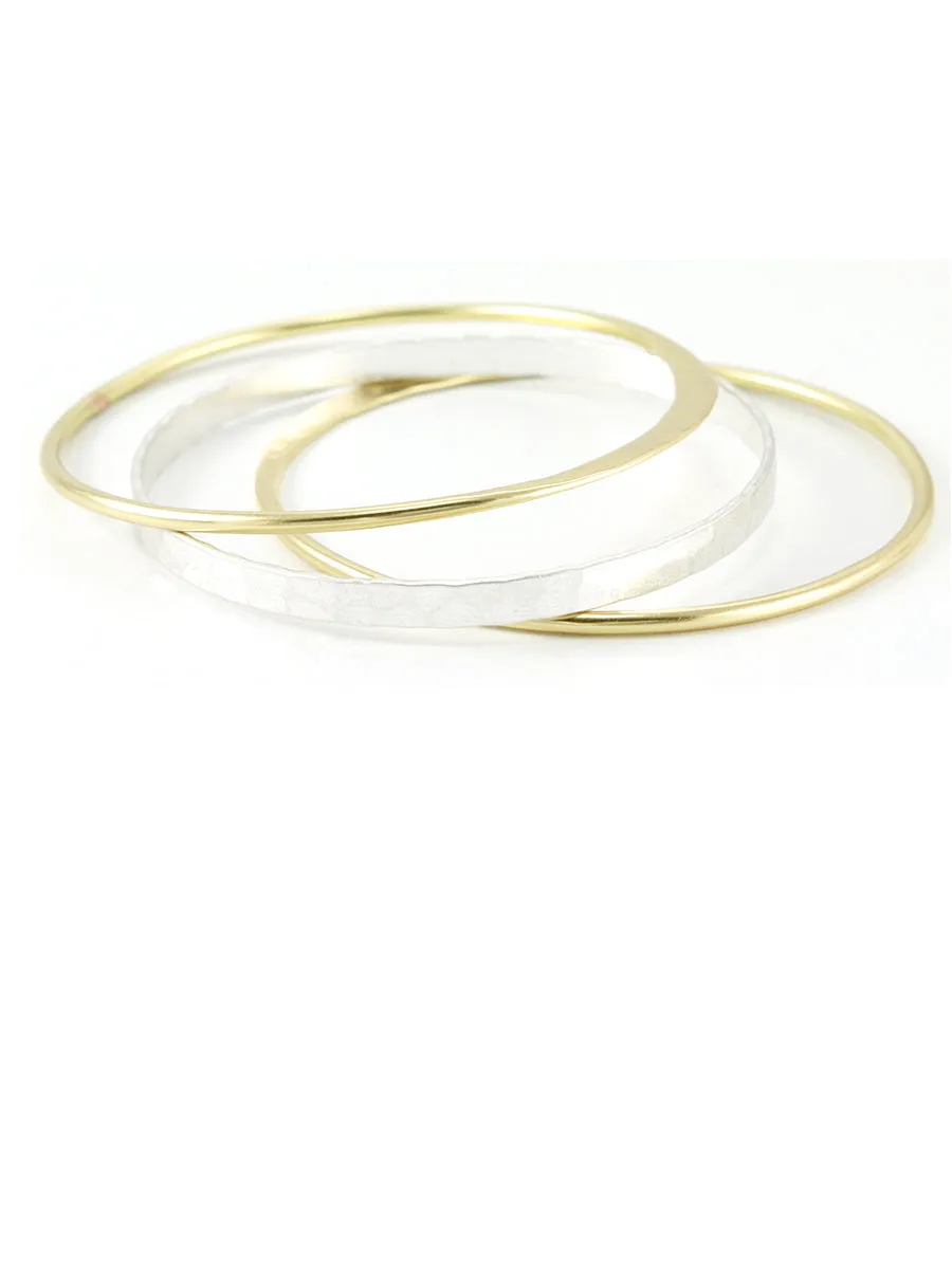 Brass and Silver Bangle Bracelet