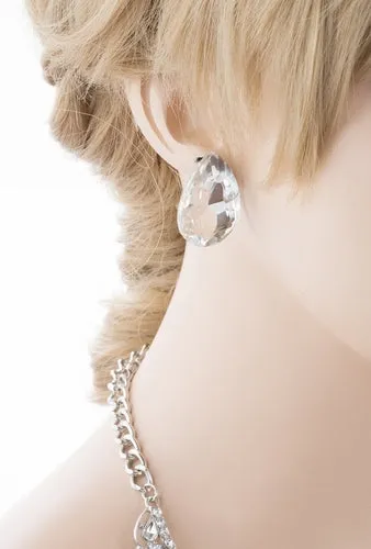 Bridal Wedding Jewelry Crystal Rhinestone Exquisite Embedded Necklace J505 SLV