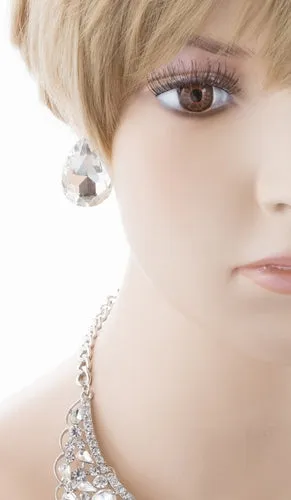 Bridal Wedding Jewelry Crystal Rhinestone Exquisite Embedded Necklace J505 SLV