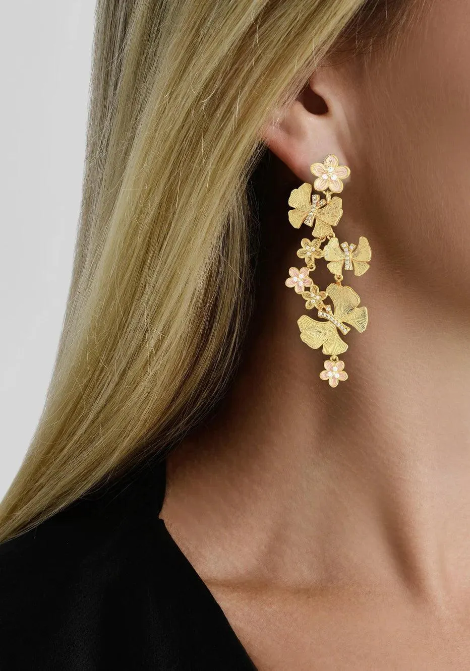 Butterfly With Flower Dangle Earrings