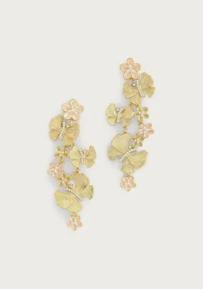 Butterfly With Flower Dangle Earrings