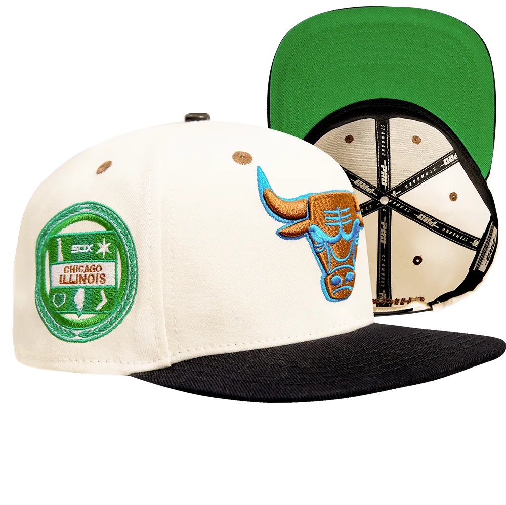 CHICAGO BULLS CHRONIC WOOL SNAPBACK HAT (EGGSHELL/ BLACK)