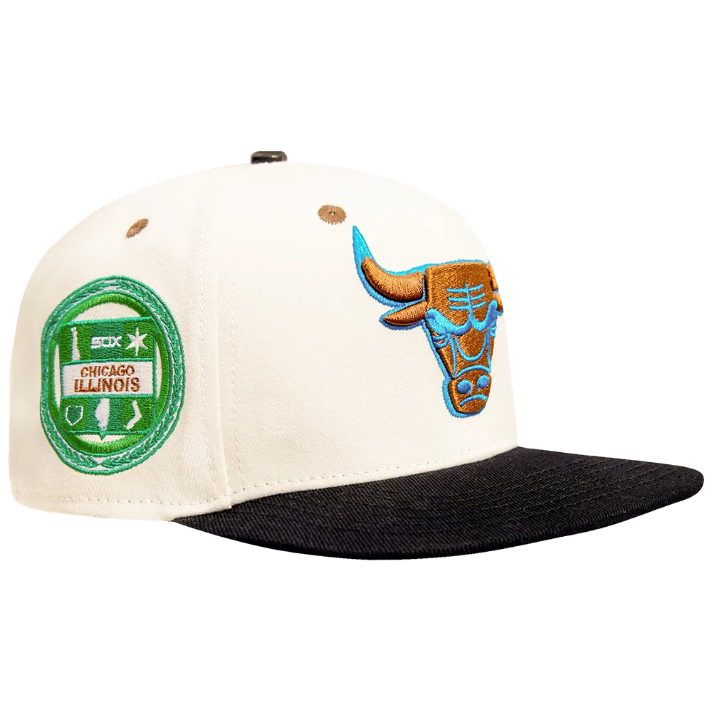 CHICAGO BULLS CHRONIC WOOL SNAPBACK HAT (EGGSHELL/ BLACK)