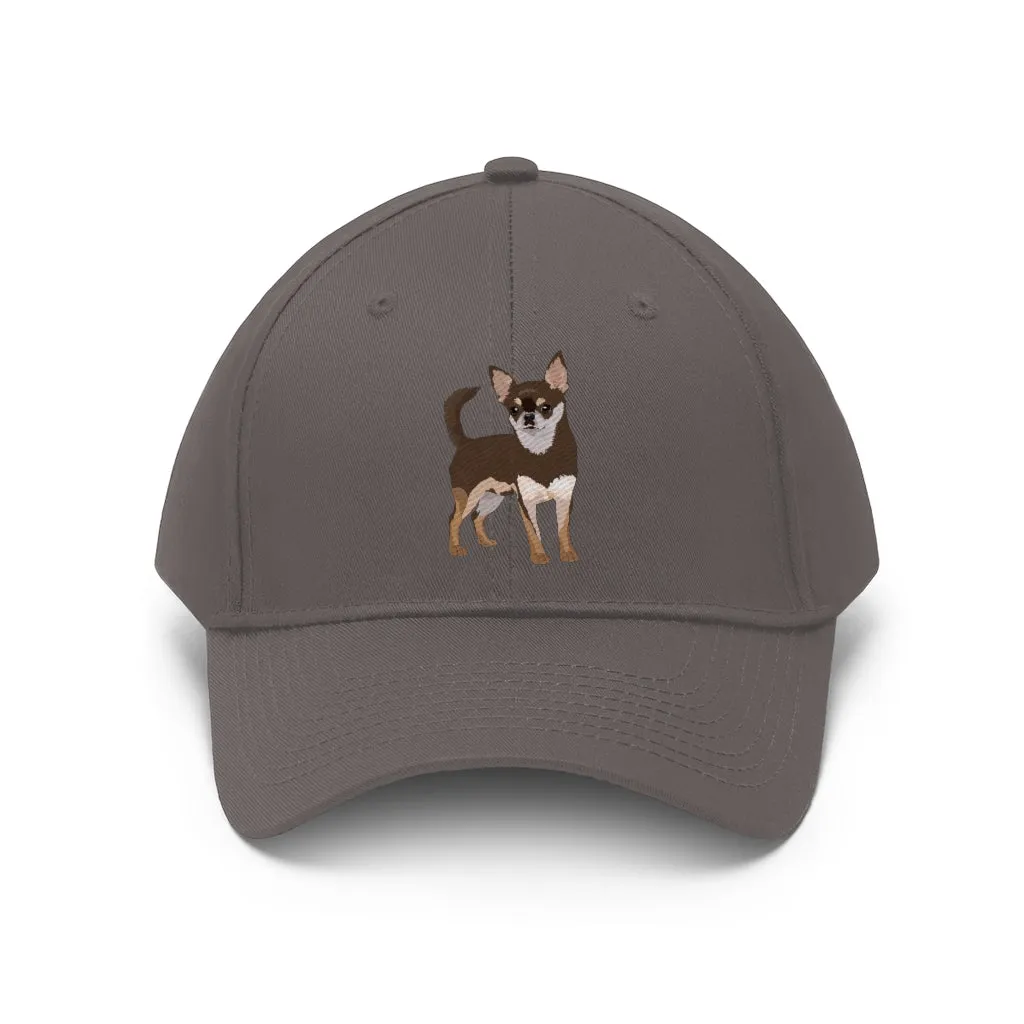Chihuahua Unisex Twill Hat, 100% Cotton, Adjustable Velcro Closure, 10 Colors, FREE Shipping, Made in the USA!!