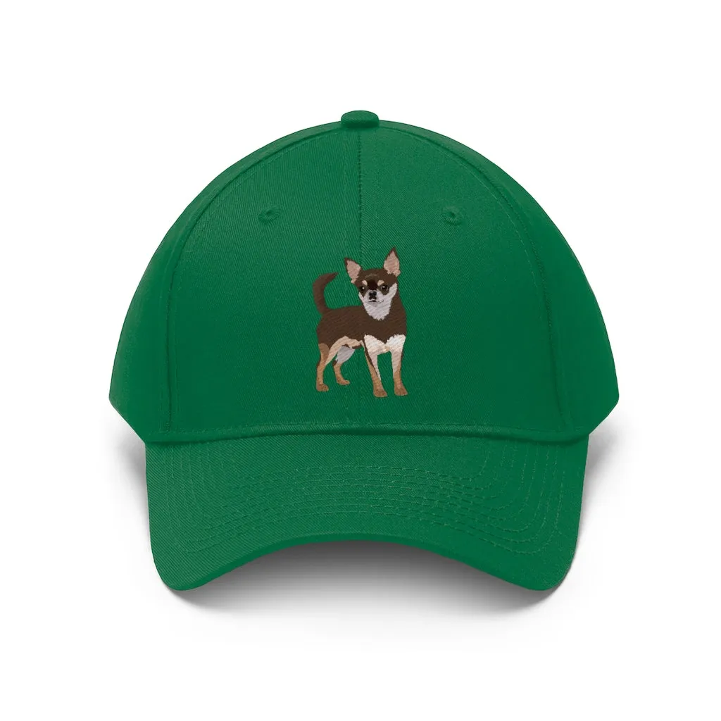 Chihuahua Unisex Twill Hat, 100% Cotton, Adjustable Velcro Closure, 10 Colors, FREE Shipping, Made in the USA!!