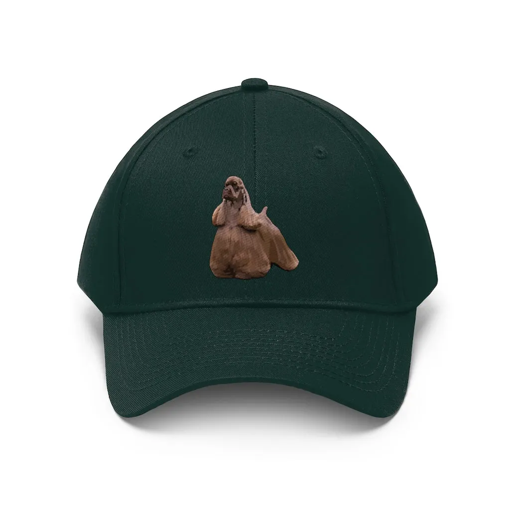 Cocker Spaniel Unisex Twill Hat, 10 Colors, One Size