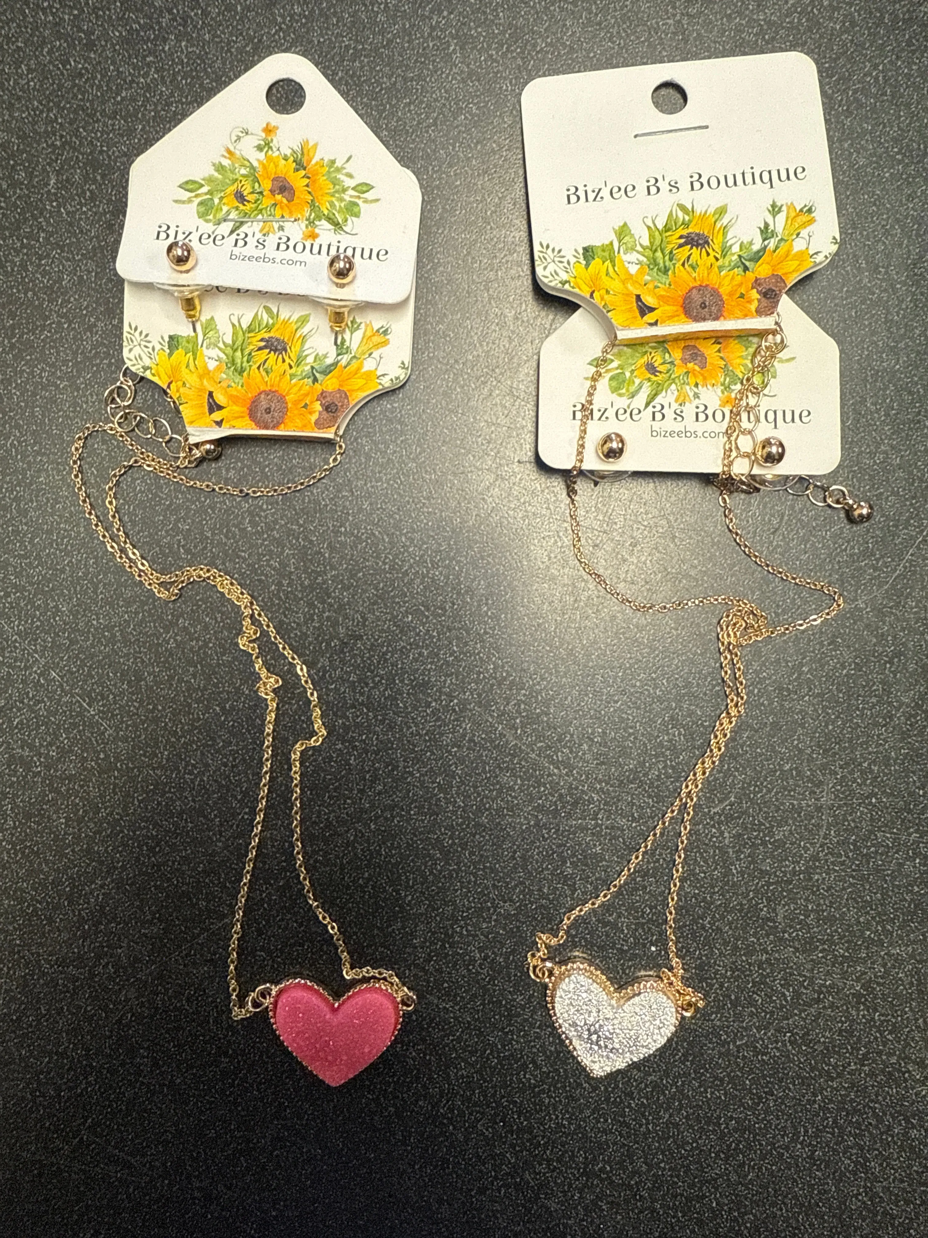 Crystal Heart Necklace & Earring Set