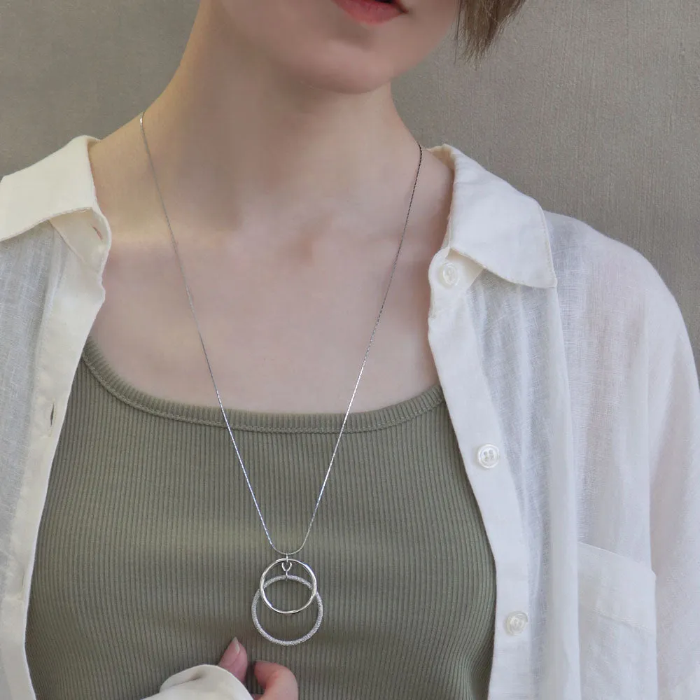 Double Circle Long Necklace