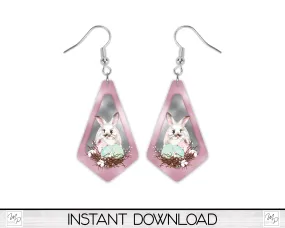 Easter Bunny Geometric Earring PNG Design for Sublimation, Digital Download