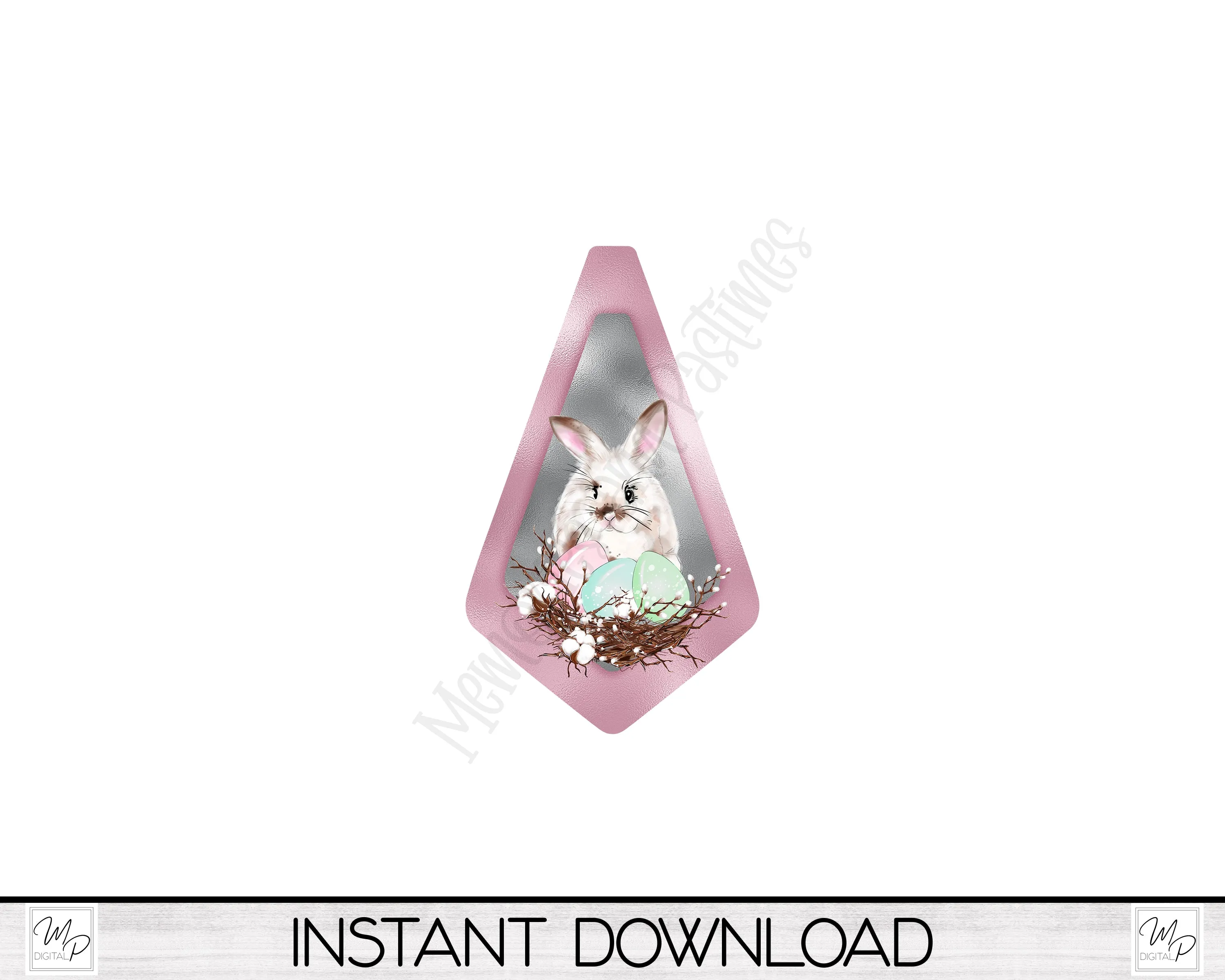 Easter Bunny Geometric Earring PNG Design for Sublimation, Digital Download