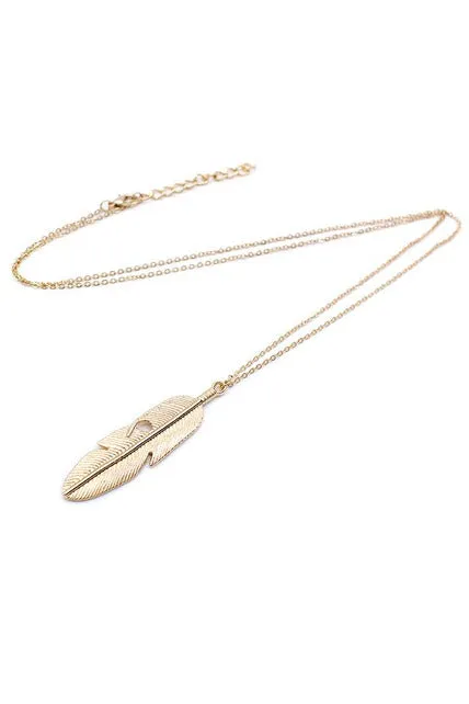 Feather Necklace Long Sweater Chain