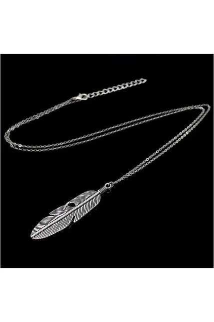 Feather Necklace Long Sweater Chain