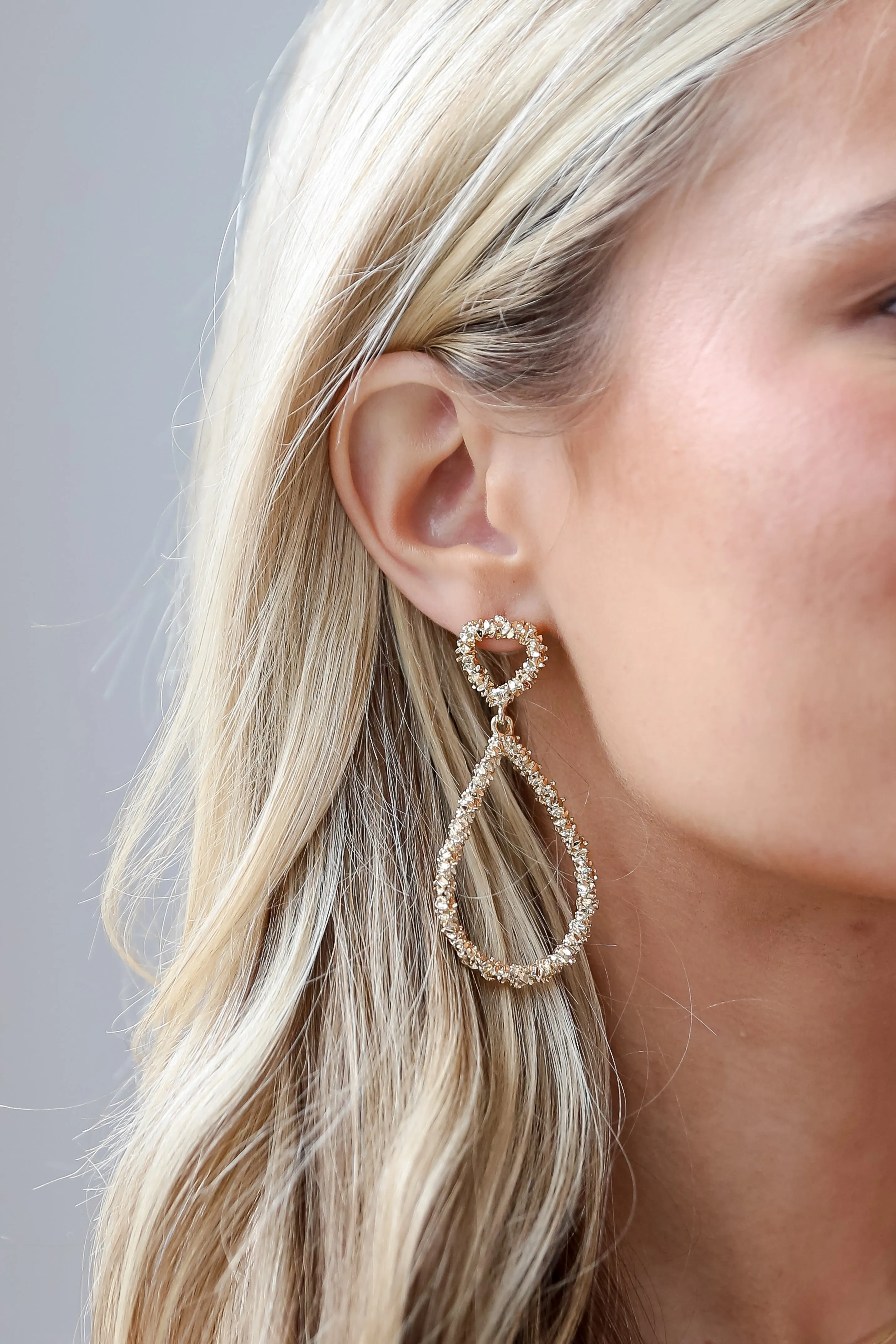 FINAL SALE - Sloane Gold Textured Drop Teardrop Earrings
