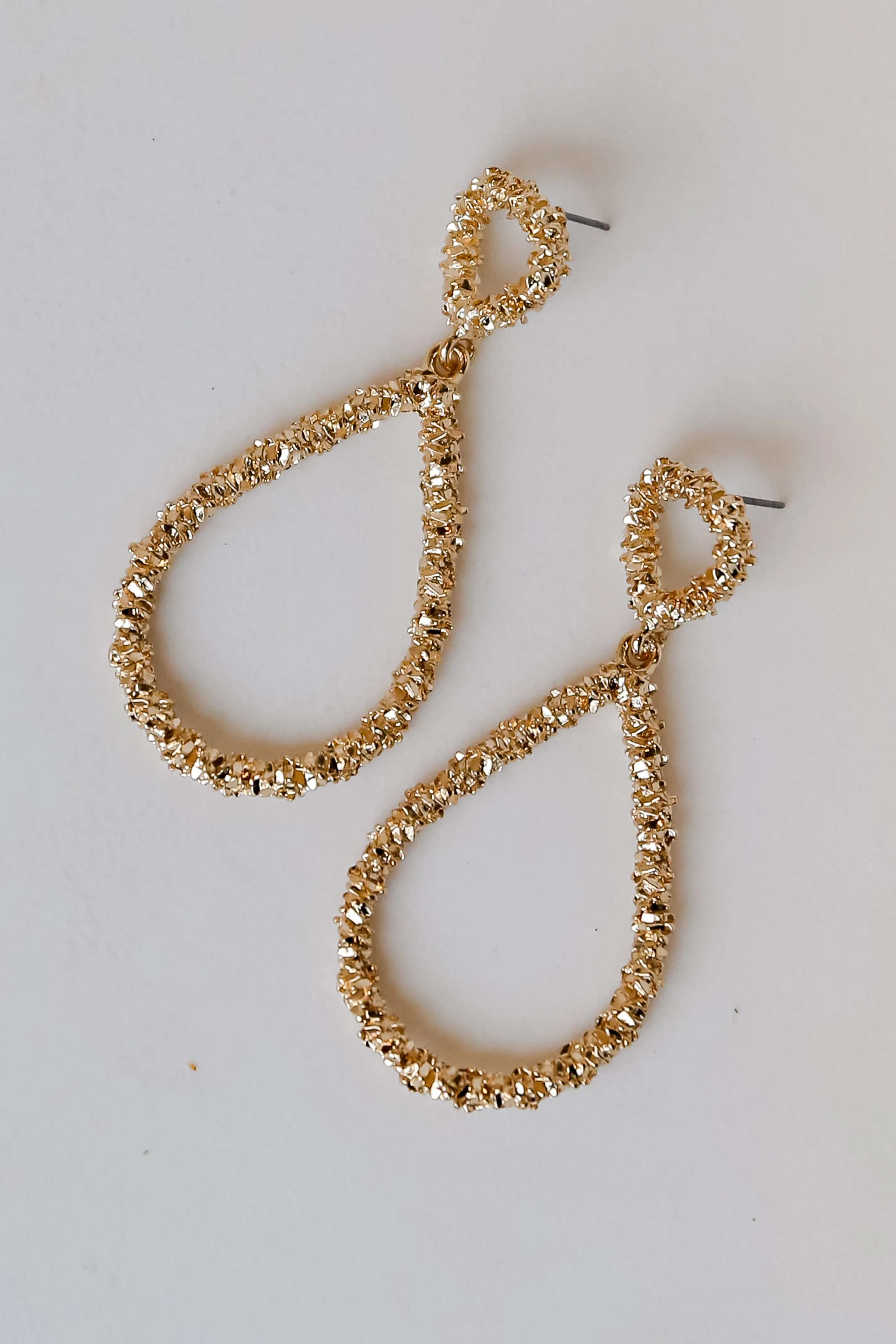 FINAL SALE - Sloane Gold Textured Drop Teardrop Earrings
