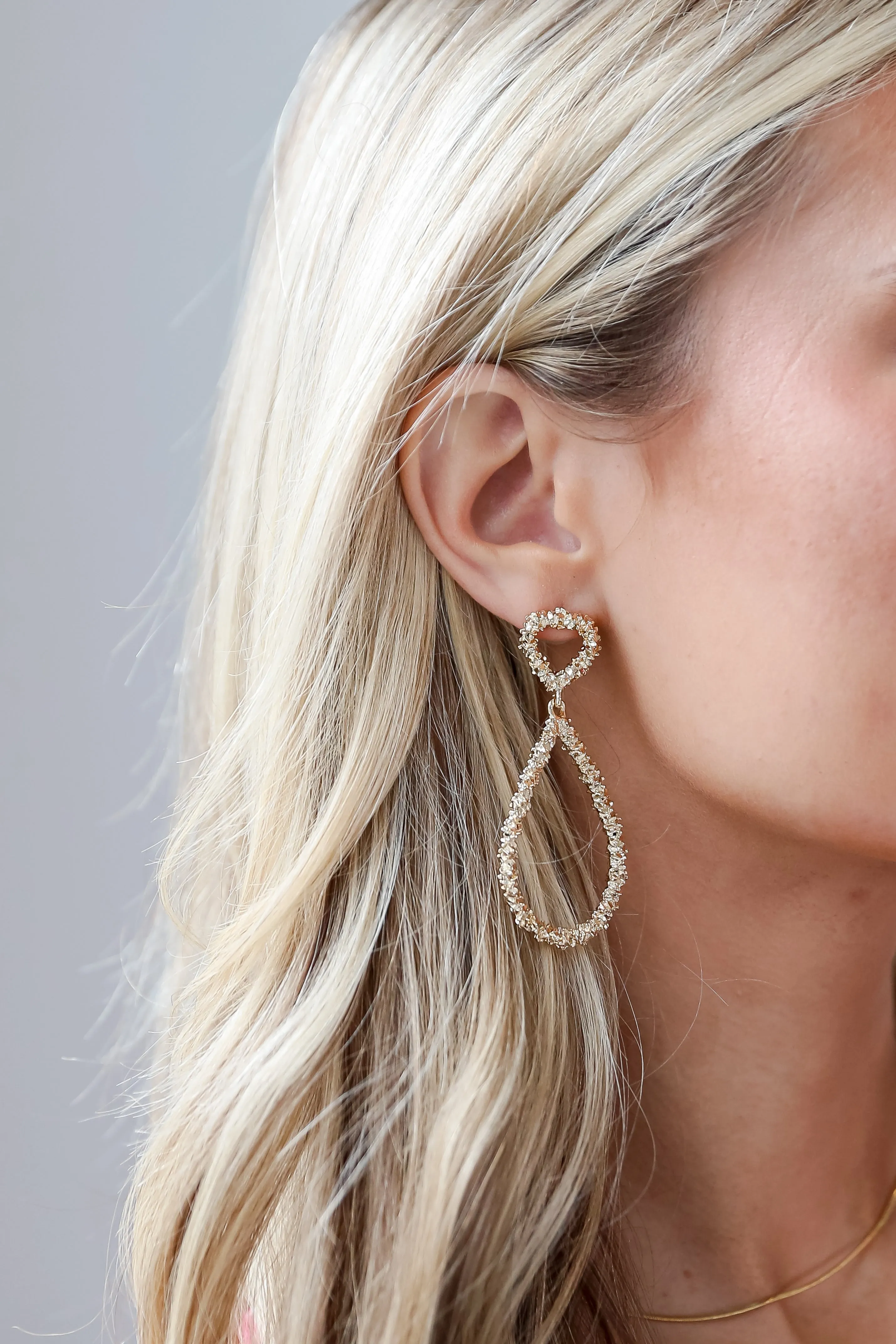 FINAL SALE - Sloane Gold Textured Drop Teardrop Earrings