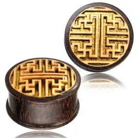 Geometric Maze Ear Tunnels - Wood
