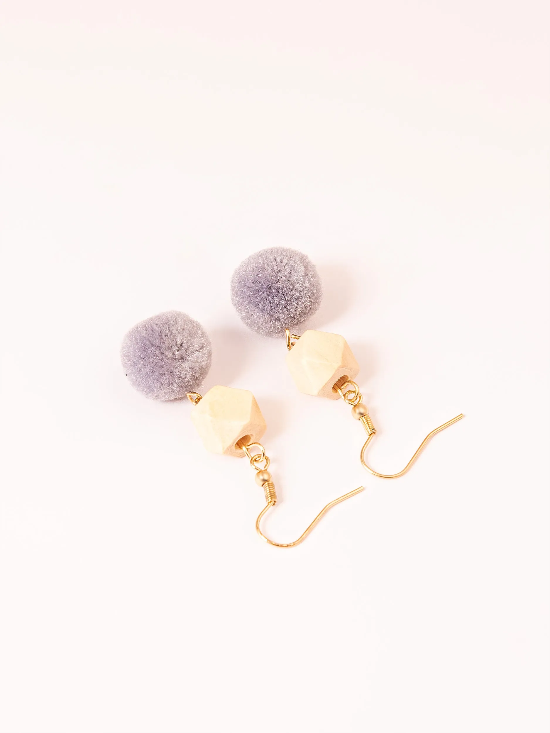 Geometric Pompom Earrings