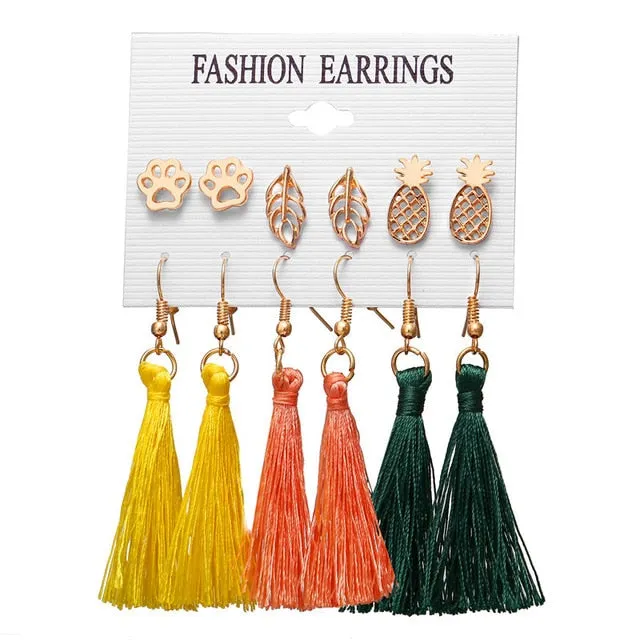 Geometric Tassel Dangle Earrings For Women