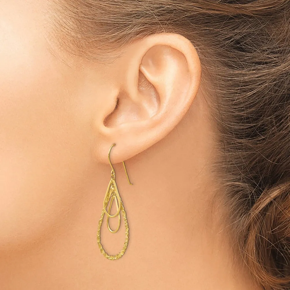 Gold Fancy Tear Drop Earrings - Model TH565