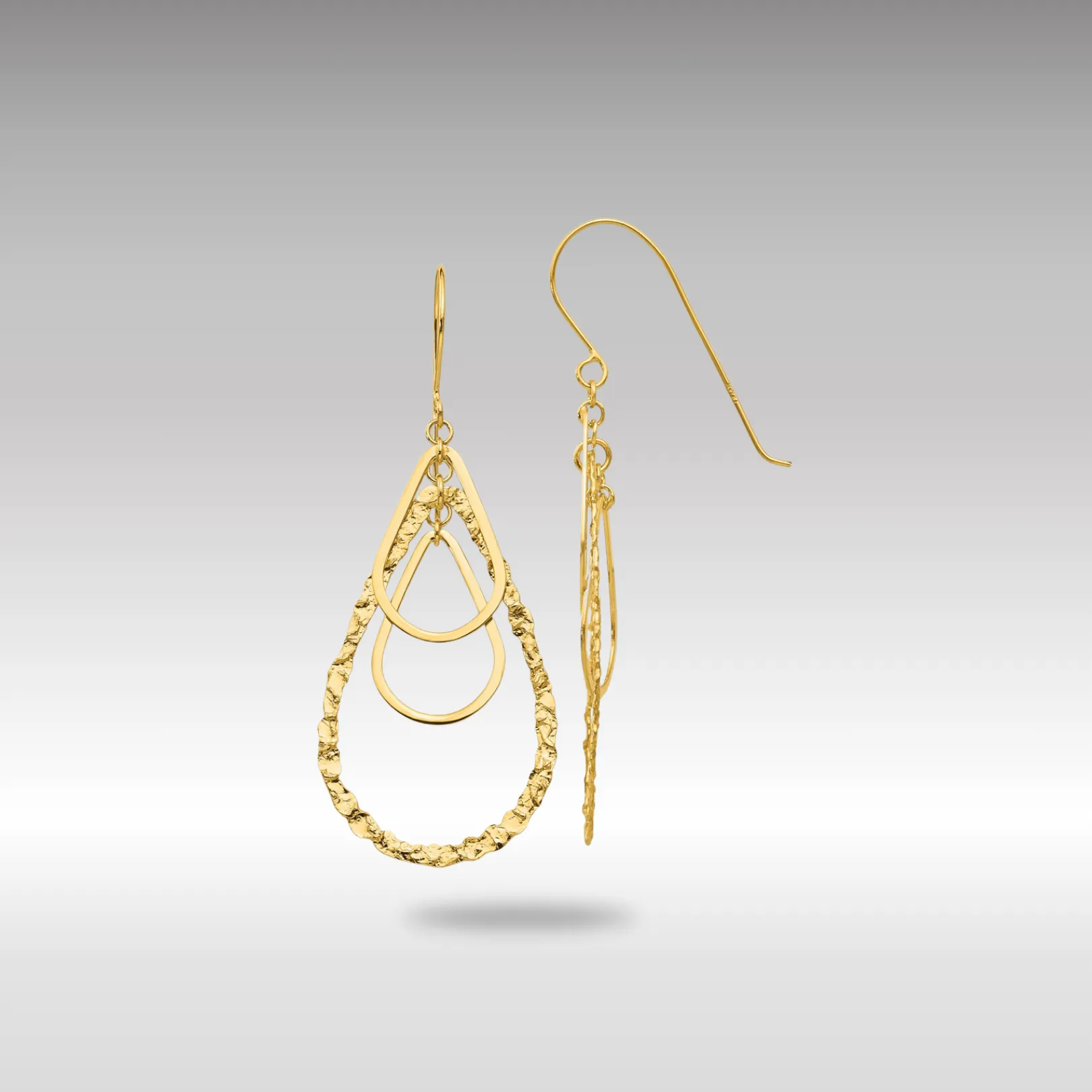 Gold Fancy Tear Drop Earrings - Model TH565