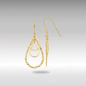 Gold Fancy Tear Drop Earrings - Model TH565