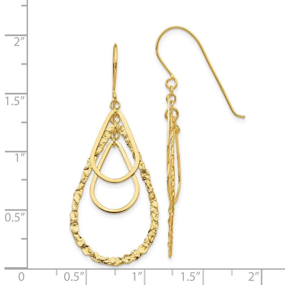 Gold Fancy Tear Drop Earrings - Model TH565