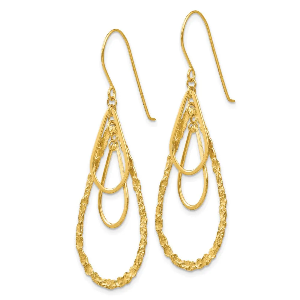 Gold Fancy Tear Drop Earrings - Model TH565